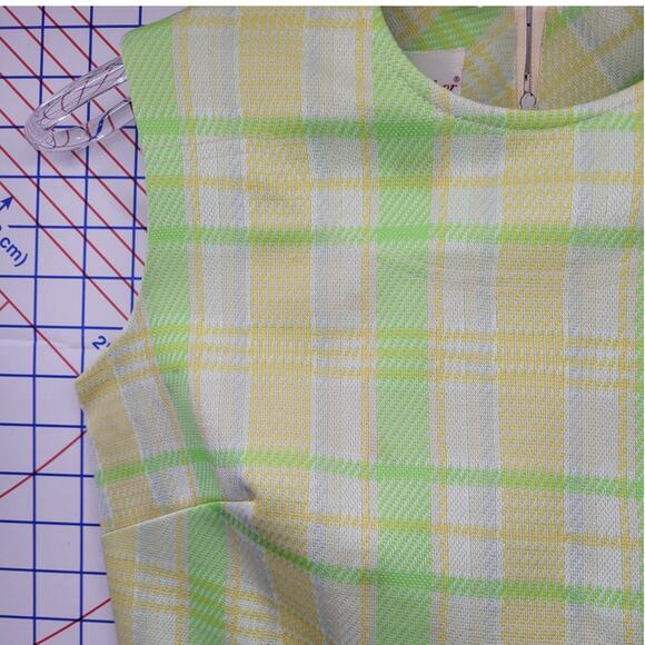 Kay Windsor Vintage 60s Green Plaid Wiggle Sheath‎ Dress Retro Mod Bold Style - Picture 7 of 12